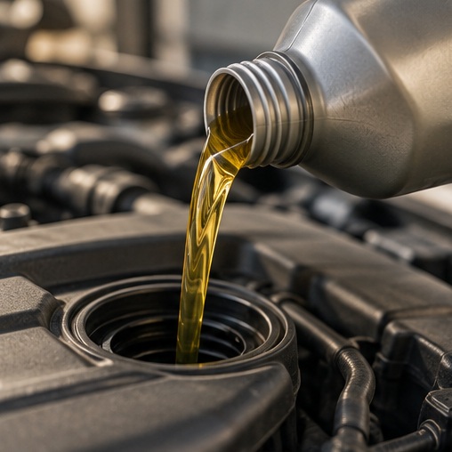 Oil being poured into an engine
